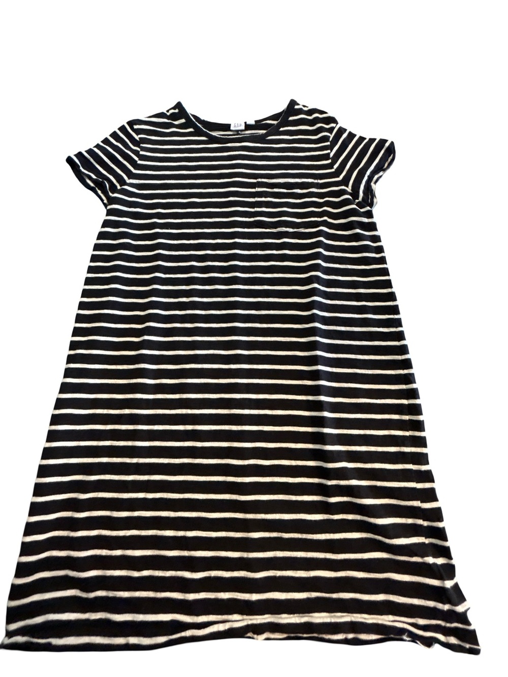 GAP Favorite Black & White Striped Short Sleeve Pocket T-Shirt Dress - Medium